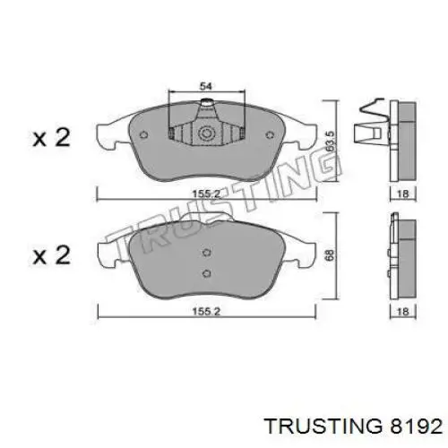 819.2 Trusting колодки тормозные передние дисковые