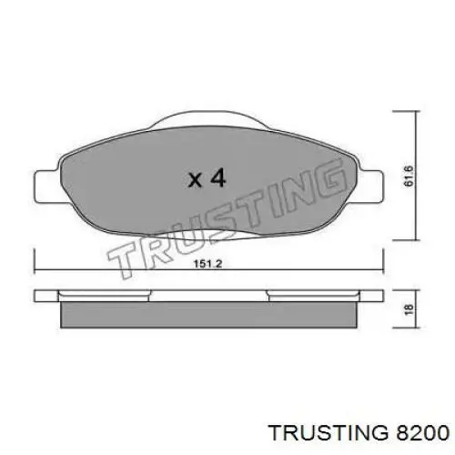 Передние тормозные колодки 8200 Trusting