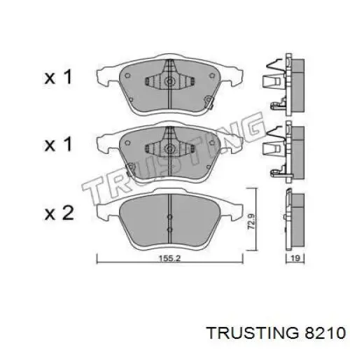 821.0 Trusting колодки тормозные передние дисковые