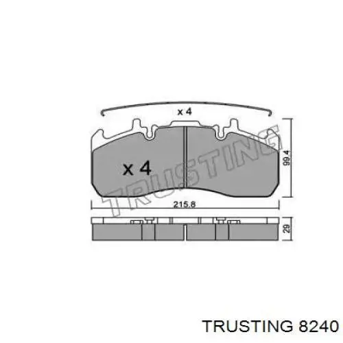 824.0 Trusting колодки тормозные передние дисковые