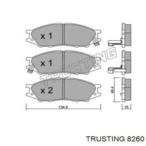 Передние тормозные колодки 8260 Trusting