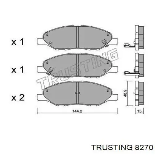 Передние тормозные колодки 8270 Trusting