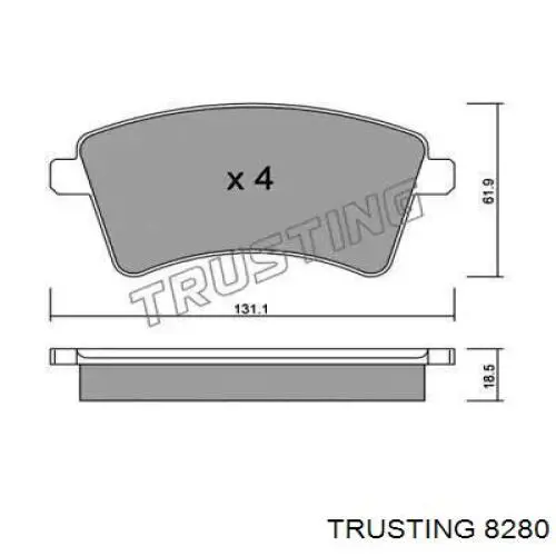 Передние тормозные колодки 8280 Trusting