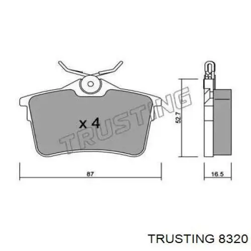 Задние тормозные колодки 8320 Trusting