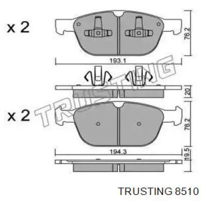 Передние тормозные колодки 8510 Trusting