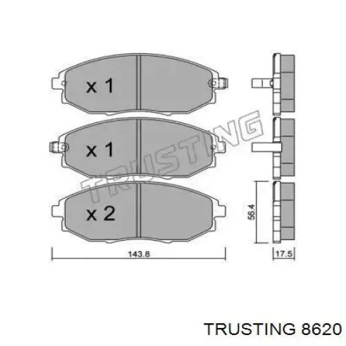 Передние тормозные колодки 8620 Trusting