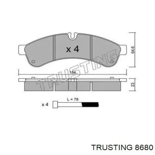 868.0 Trusting колодки тормозные задние дисковые