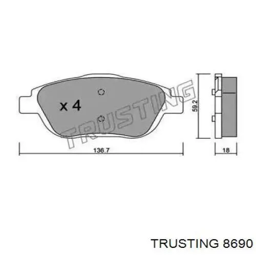 Передние тормозные колодки 8690 Trusting