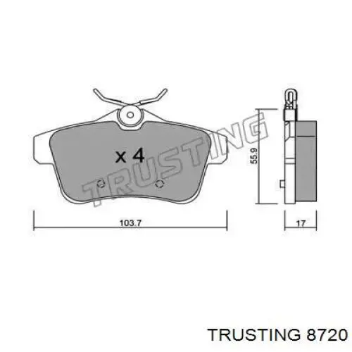 Задние тормозные колодки 8720 Trusting