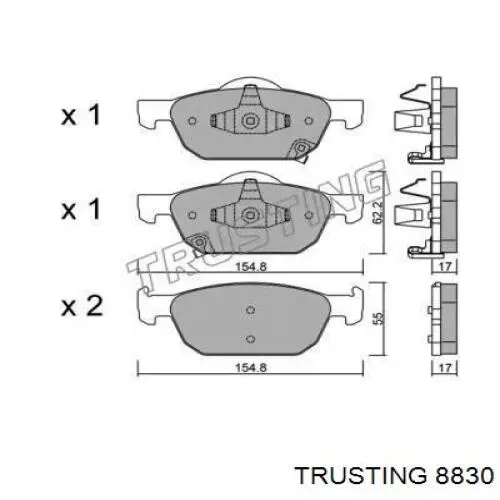 Передние тормозные колодки 8830 Trusting