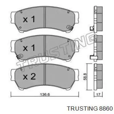 Передние тормозные колодки 8860 Trusting