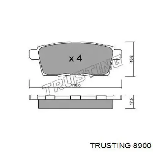 Задние тормозные колодки 8900 Trusting