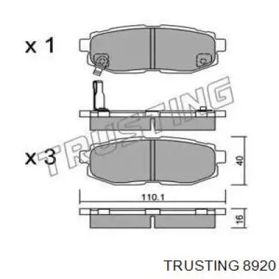 Задние тормозные колодки 8920 Trusting