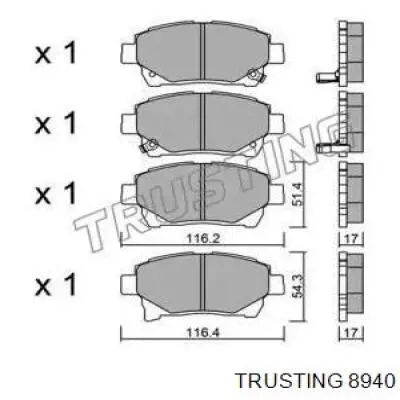 Передние тормозные колодки 8940 Trusting