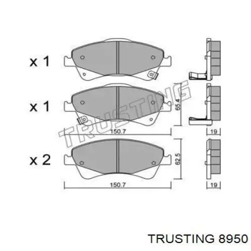 895.0 Trusting колодки тормозные передние дисковые