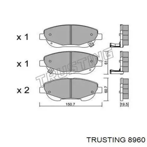 Передние тормозные колодки 8960 Trusting