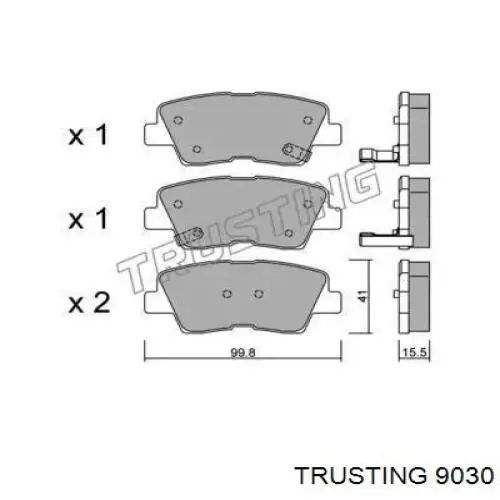 Задние тормозные колодки 9030 Trusting