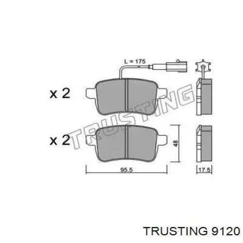 912.0 Trusting колодки тормозные задние дисковые