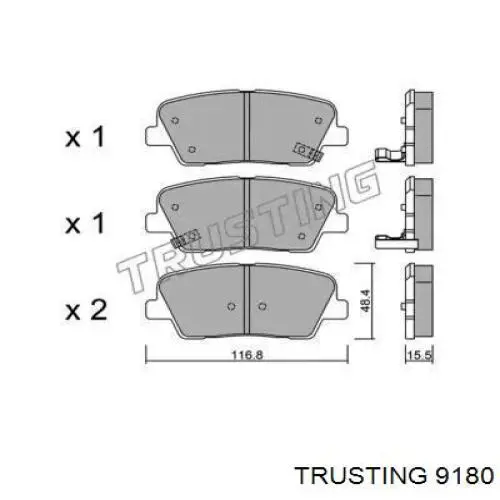 Задние тормозные колодки 9180 Trusting