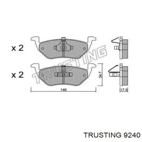 Задние тормозные колодки 9240 Trusting