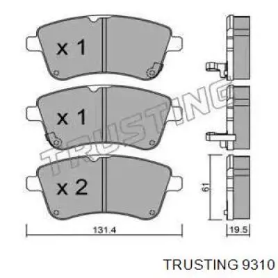 Передние тормозные колодки 9310 Trusting