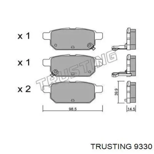 Задние тормозные колодки 9330 Trusting