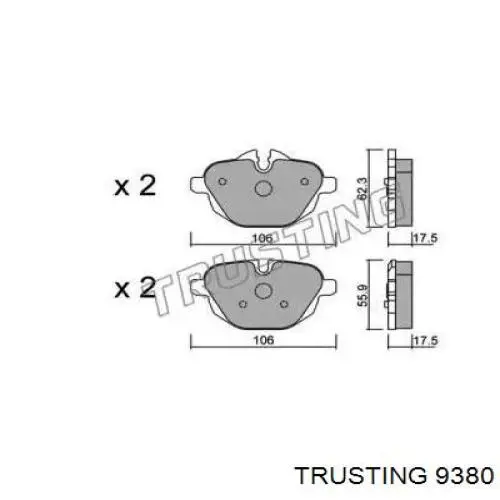 938.0 Trusting колодки тормозные задние дисковые