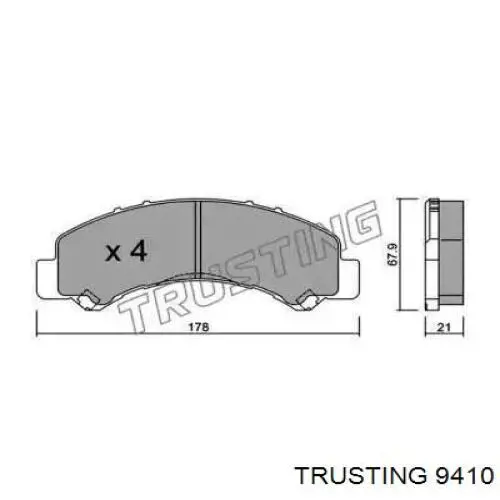 Задние тормозные колодки 9410 Trusting