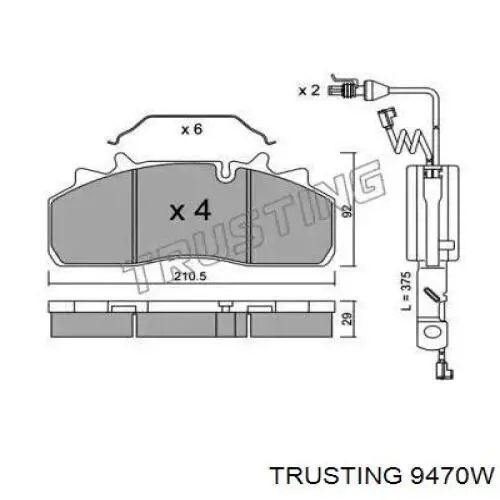 Передние тормозные колодки 9470W Trusting