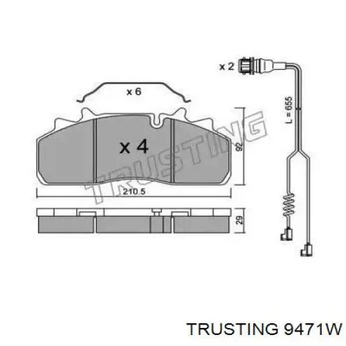 Передние тормозные колодки 9471W Trusting