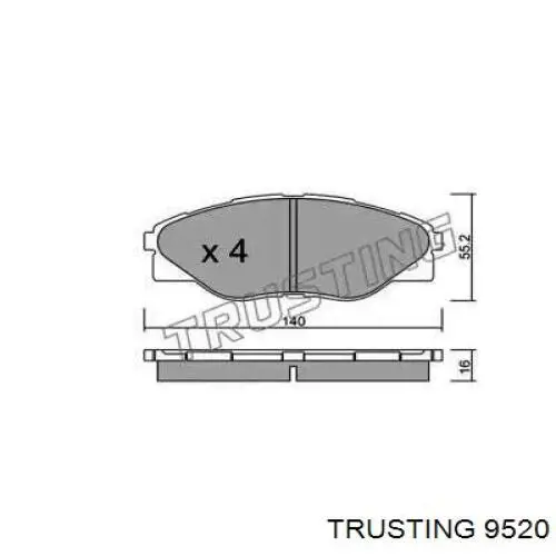 Передние тормозные колодки 9520 Trusting