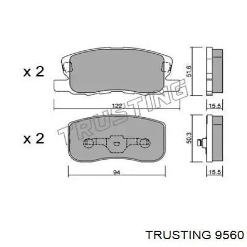 Передние тормозные колодки 9560 Trusting