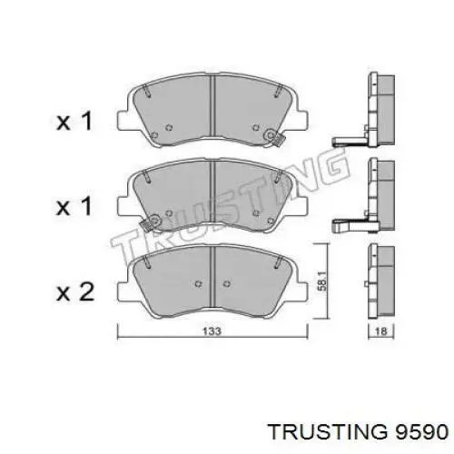 Передние тормозные колодки 9590 Trusting