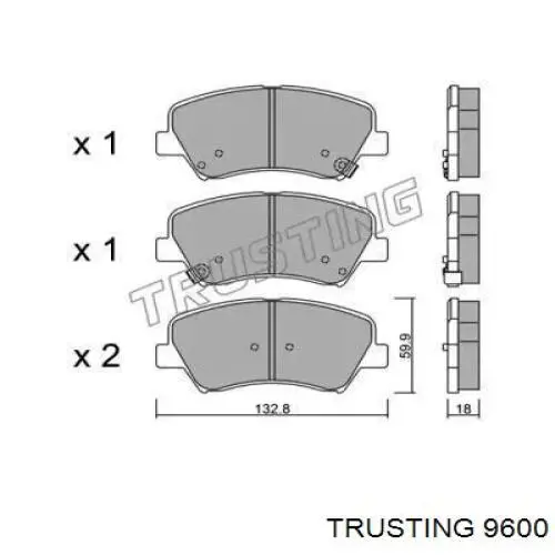 Передние тормозные колодки 9600 Trusting