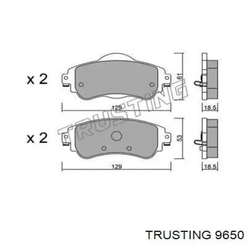 Передние тормозные колодки 9650 Trusting