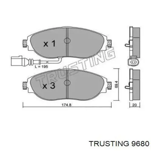 968.0 Trusting колодки тормозные передние дисковые