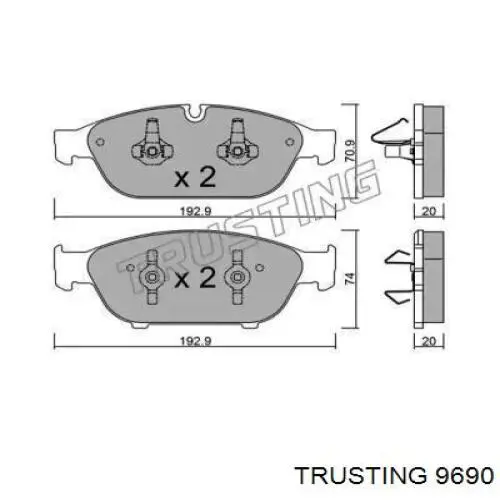 969.0 Trusting колодки тормозные передние дисковые