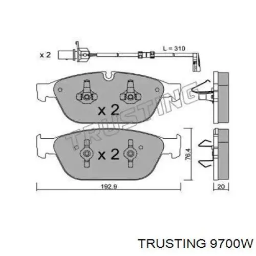 Передние тормозные колодки 9700W Trusting