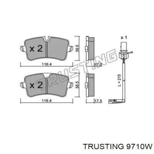 Задние тормозные колодки 9710W Trusting