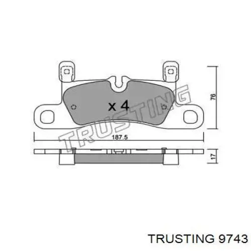 Задние тормозные колодки 9743 Trusting