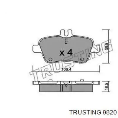 Задние тормозные колодки 9820 Trusting