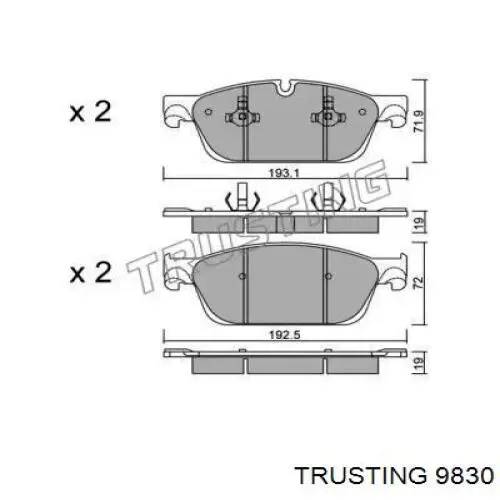 Передние тормозные колодки 9830 Trusting