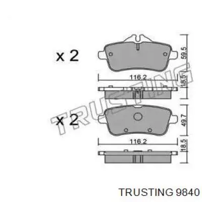 Задние тормозные колодки 9840 Trusting