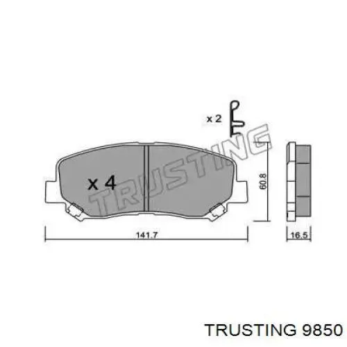 Передние тормозные колодки 9850 Trusting