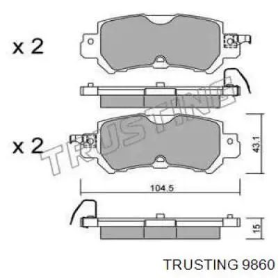 Задние тормозные колодки 9860 Trusting