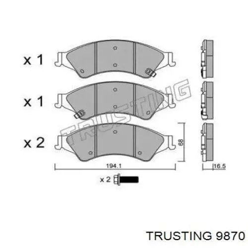 Передние тормозные колодки 9870 Trusting