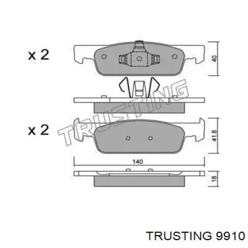 Передние тормозные колодки 9910 Trusting