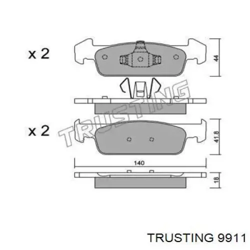 Передние тормозные колодки 9911 Trusting