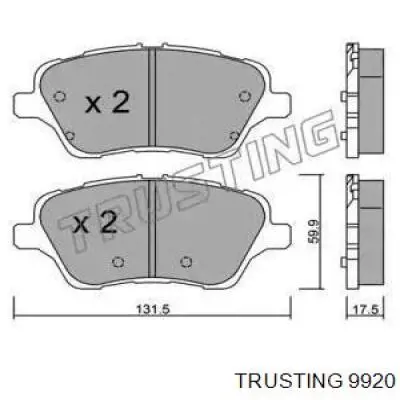 Передние тормозные колодки 9920 Trusting