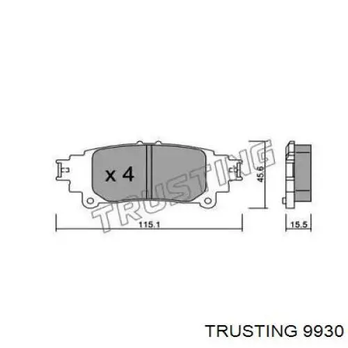 Задние тормозные колодки 9930 Trusting